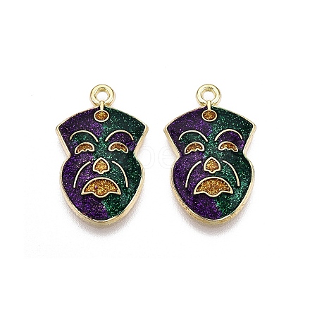 Carnival/Mardi Gras Theme Alloy Enamel & Glitter Powder Pendants ENAM-T020-53F-RS-1