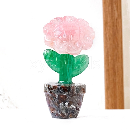 Natural Rose Quartz Potted Plate Display Decorations PW-WGF190A-04-1