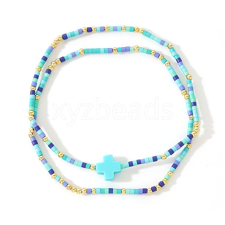 2Pcs Bohemian Glass Seed Beaded Stretch Bracelet Sets XM0961-4-1