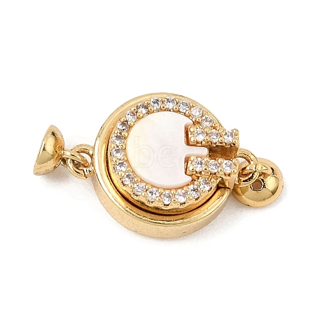 Brass Micro Pave Clear Cubic Zirconia Magnetic Clasps KK-C066-23G-1