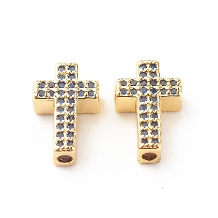 Rack Plating Brass Cubic Zirconia Beads KK-B051-06G-04-1