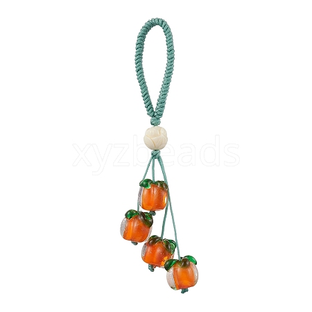 Autumn Theme Handmade Lampwork  & Synthetic Coral Mobile Straps HJEW-JM02722-1