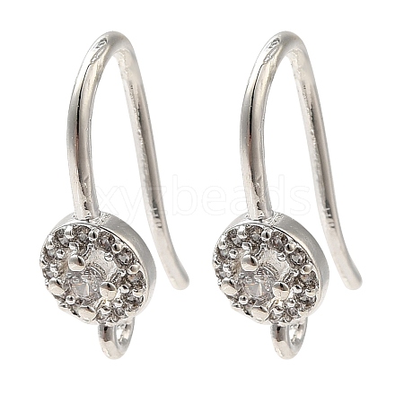 Rack Plating Brass Micro Pave Clear Cubic Zirconia Earring Hooks KK-A231-10S-1