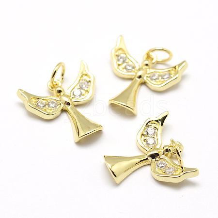 Brass Micro Pave Grade AAA Cubic Zirconia Charms X-ZIRC-P072-01G-NR-1