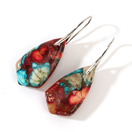 Bohemian Colorful Imperial Jasper Geometric Teardrop Dangle Earrings FD4669-2-1