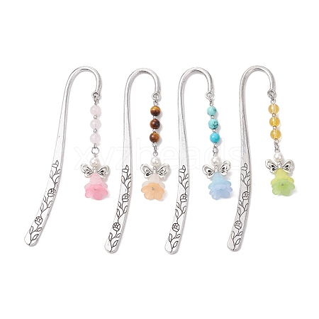 4Pcs 4 Colors Alloy Hook Bookmarks AJEW-TA00025-1