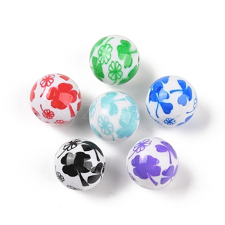 Opaque Acrylic Printed Beads OACR-Z020-05-1