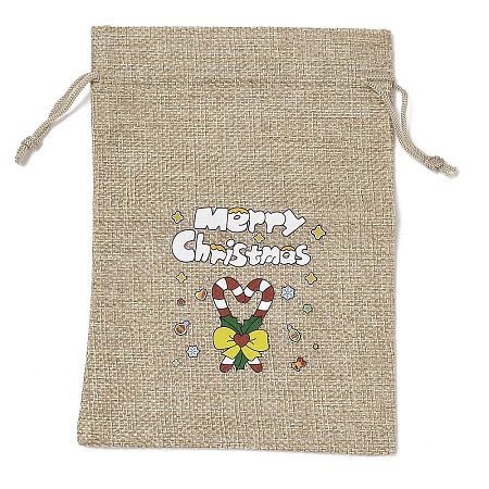 Christmas Printed Burlap Packing Pouches Drawstring Bags ABAG-Q053-02B-12-1