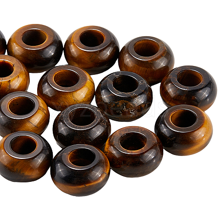 20Pcs Natural Tiger Eye European Beads G-SP0001-01B-02-1
