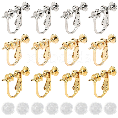 18Pcs 3 Colors Brass Clip-on Earring Findings KK-SC0006-61B-1