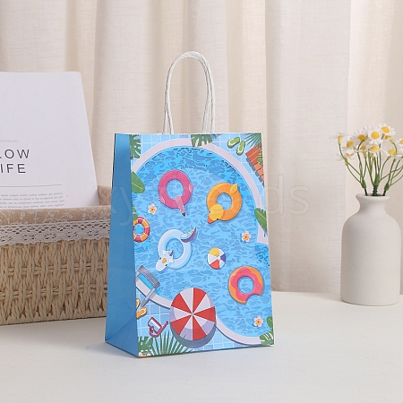 Summer Printed Paper Gift Tote Bags with Handles PW-WG5B93C-05-1