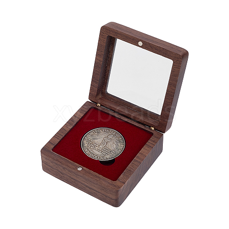Wood Badge Packing Magnetic Boxes with Acrylic Visible Window Lid CON-WH0095-239A-02-1
