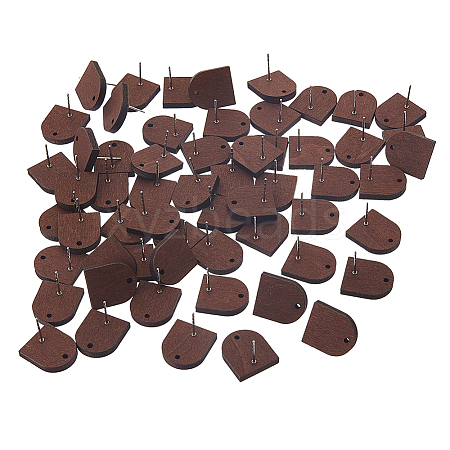 60Pcs Wood Stud Earrings Finding EJEW-FI0003-33D-1