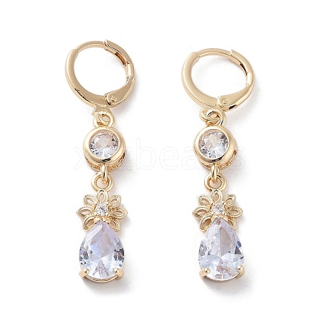 Rack Plating Golden Brass Dangle Leverback Earrings EJEW-A030-02A-G-1