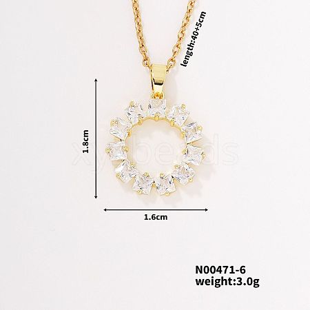 Hip-hop Street Style Unique Fashion Sunflower Brass Crystal Rhinestone Pendant Necklace with Cable Chain for Women Girl UD9662-1-1