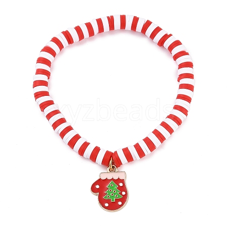 Elegant Christmas Handmade Polymer Clay Heishi Beaded Stretch Bracelets MV9996-15-1