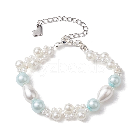 Glass Shell Pearl & ABS Plastic Imitation Pearl Beaded Bracelets for Women BJEW-JB10597-1