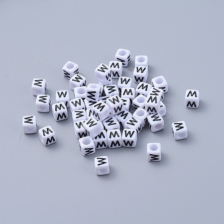  50g Opaque Acrylic Horizontal Hole Letter Beads SACR-TA0001-19A-1