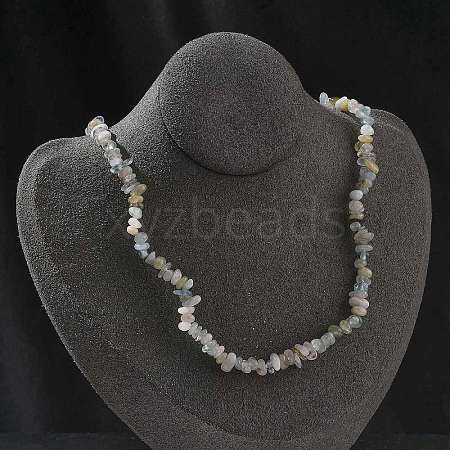 Natural Morganite Chip Beaded Necklaces for Men Women NJEW-G159-01E-1