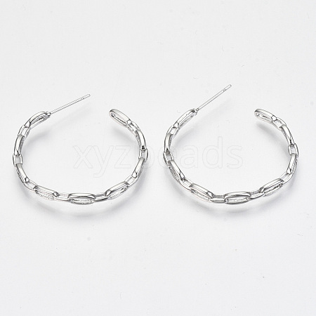 Brass Half Hoop Earrings KK-R117-055P-NF-1