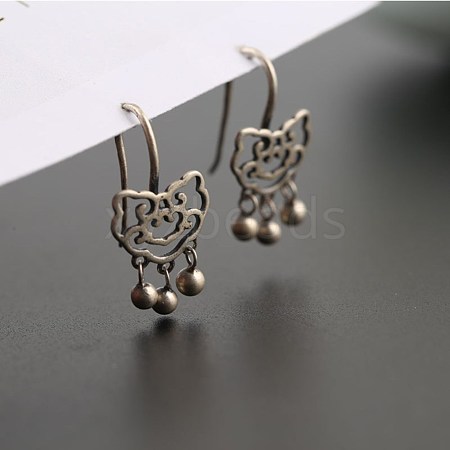 925 Thai Sterling Silver Dangle Earrings EJEW-BB47794-A-1