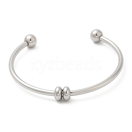 Screw End Ball 304 Stainless Steel Open Cuff Bangles BJEW-G677-01P-1