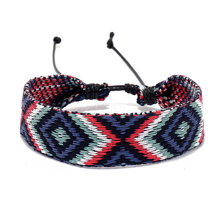Cotton Braided Rhombus Cord Bracelet with Wax Ropes PW-WG62422-04-1