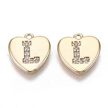 Brass Micro Pave Clear Cubic Zirconia Charms KK-N231-234L-NF-1