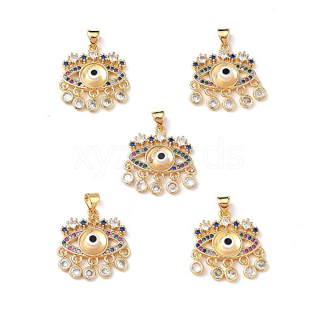 Lampwork Evil Eye Pendants with Colorful Cubic Zirconia ZIRC-L102-13G-02-1