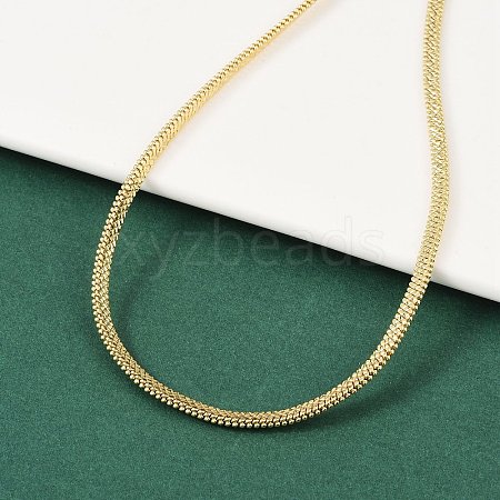 Brass Flat Snake Chain Necklace NJEW-R260-01G-1