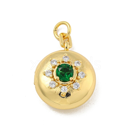 Brass Cubic Zirconia Locket Pendants KK-N254-93D-G-1