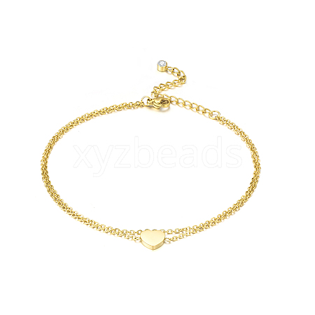 Stainless Steel Double-Layer Heart Charms Anklet for Women FE7414-1
