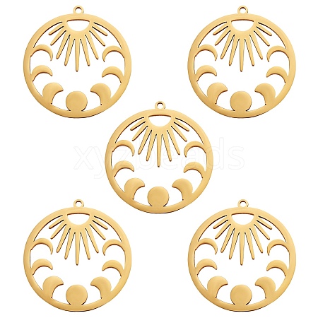 5Pcs Ion Plating(IP) 201 Stainless Steel Pendants STAS-SZ0002-07G-1