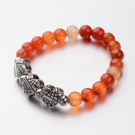 Natural Agate Stretch Bracelets BJEW-M183-01C-1