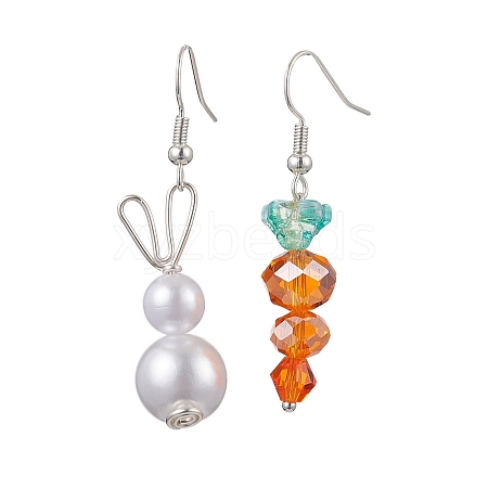 Easter Carrot Glass with Rabbit Acrylic Dangle Earrings for Women EJEW-JE06218-1