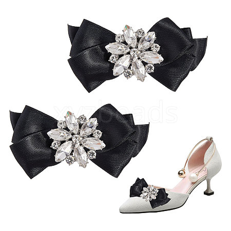 Fingerinspire 2Pcs Detachable Bowknot Polyester Ribbon Shoe Decoration FIND-FG0003-03C-1