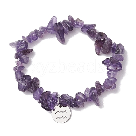 Natural Amethyst Stretch Bracelets BJEW-JB11147-11-1