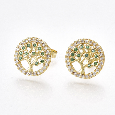 Brass Micro Pave Cubic Zirconia Ear Studs EJEW-S201-100-1