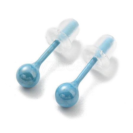 Hypoallergenic Bioceramics Zirconia Ceramic Round Ball Stud Earrings EJEW-Q768-18B-1