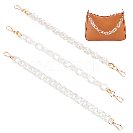 WADORN 3Pcs 3 Style AB Color Plated Transparent Plastic Chain Bag Handles DIY-WR0002-65-1