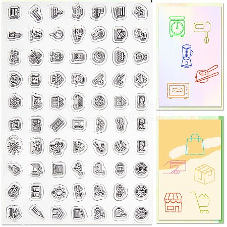 Daily Theme Transparent Silicone Stamps Set DIY-WH0028-69A-1