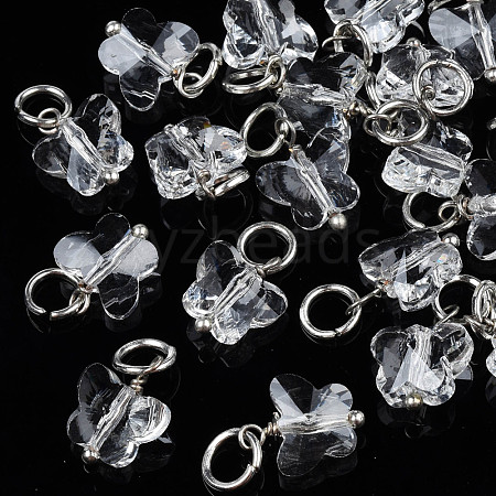 Faceted Transparent Glass Charms GLAA-T024-06M-1