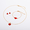 Heart Alloy Enamel Link Bracelets & Stud Earrings & Pendant Necklaces for Women FS-WG7E308-03-2