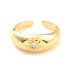 Clear Cubic Zirconia Sun Open Cuff Ring for Women RJEW-C018-14G-1