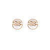 Elegant Rose Gold Inlaid White Shell Necklace and Earrings Set UI3031-1-1