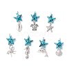 7Pcs 7 Styles Dyed Synthetic Turquoise Starfish & Alloy Sea Animals Pendants PALLOY-JF03754-04-1