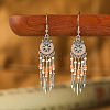 Bohemian Style Alloy Enamel Flat Round Tassel Chandelier Earrings FS-WG14215-08-1