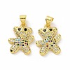 Brass Micro Pave Clear Cubic Zirconia Pendants ZIRC-F135-28G-03-2