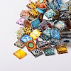 Mosaic Printed Glass Square Cabochons GGLA-N001-20mm-G-1