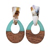 Resin & Wood Stud Earrings EJEW-JE03482-03-2